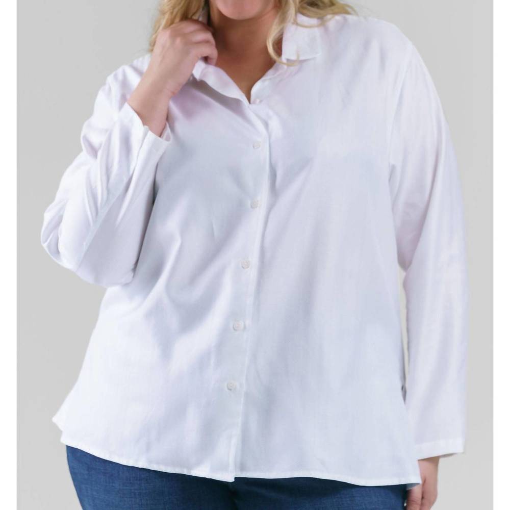 NEW JILL MCGOWAN astrid shirt in white herringbone
